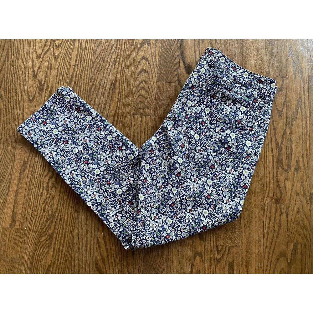 NWT $150 J.Crew Liberty Art Fabrics Navy Floral Print Toothpick Jean Sz 31 Ankle